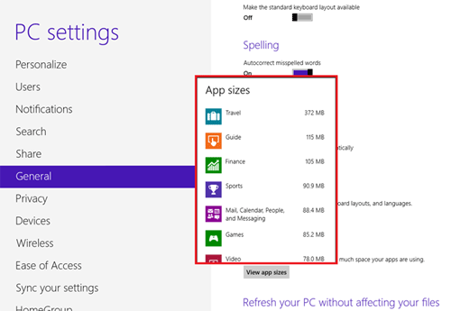 Windows RT App Sizes